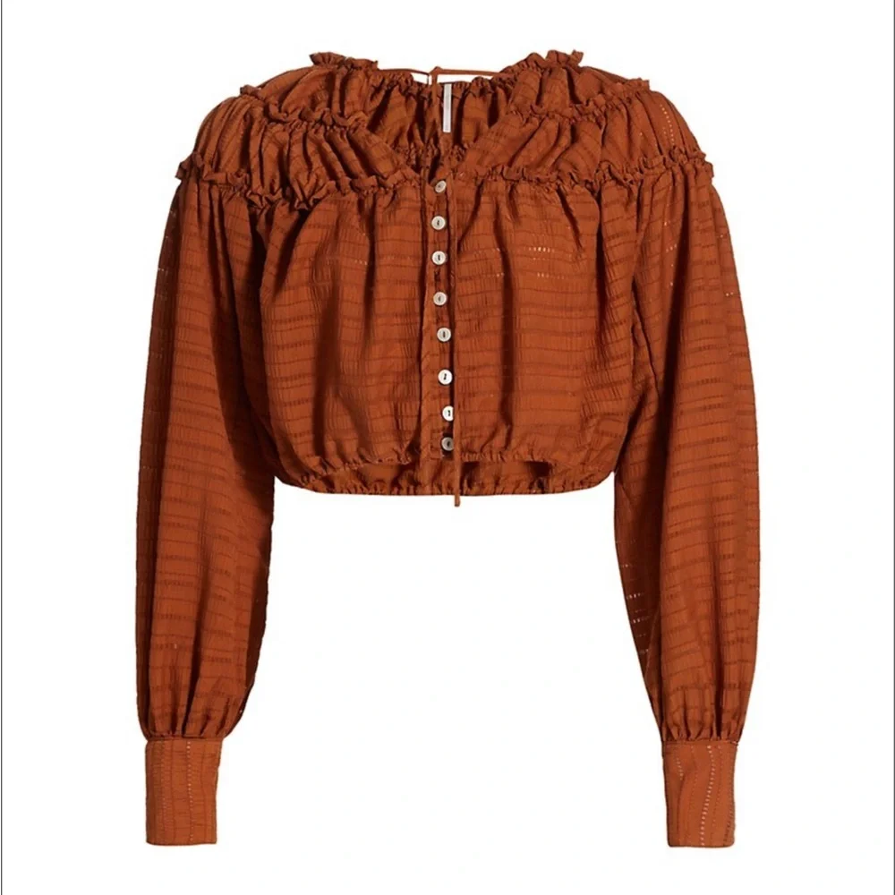 Hail Cropped Ruffle Blouse - Picture 1 of 4